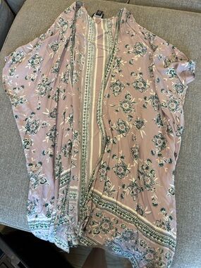Angie Lavender and Teal Printed Boho Top